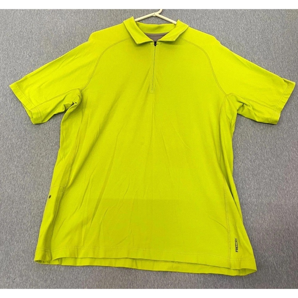 Eddie Bauer Freedry Active Fit Polo Shirt Men XLT Yellow Cotton Golf Quarter Zip